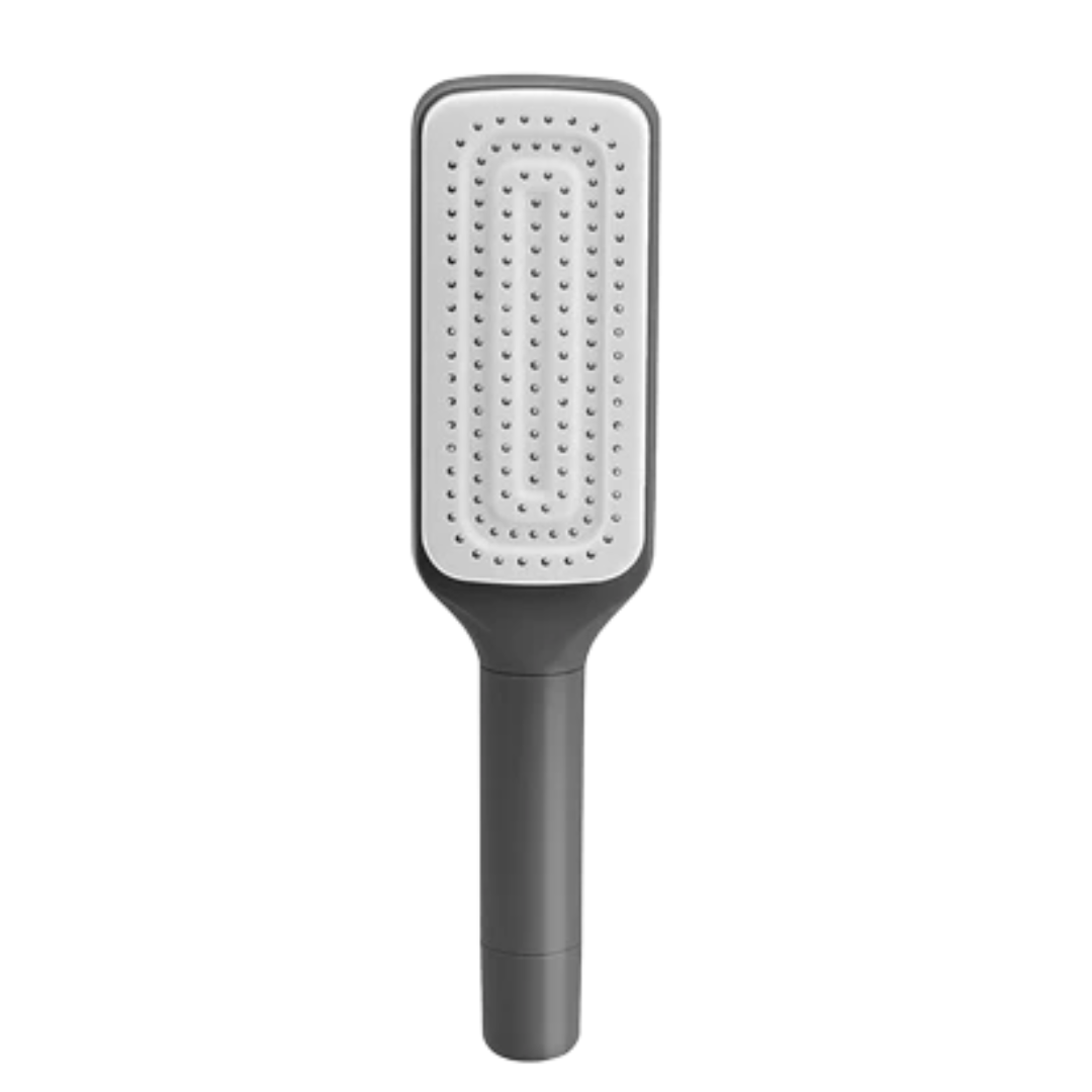 Cepillo de cabello auto-limpiante con rotación y elevación automática.